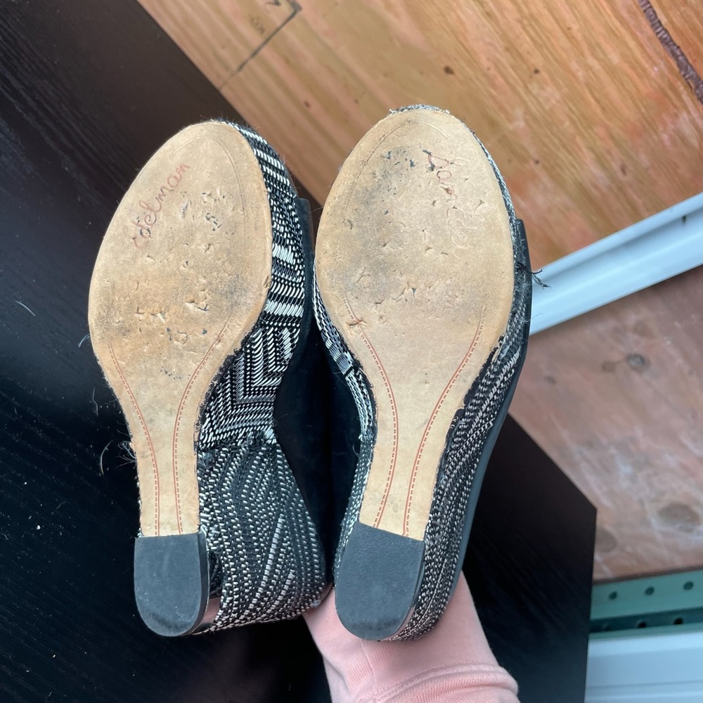Sam Edelman Black Kylie Wedge Zig Zag Open
Toe Black Leather Size 6.5 - Picture 3 of 8